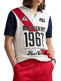 Classic-Fit Mesh Graphic Polo Shirt