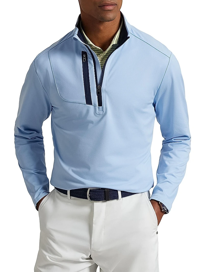 Stretch Jersey Quarter-Zip Sweater
