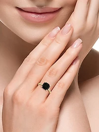 14K Yellow Gold, Onyx & 0.05 TCW Diamond Ring