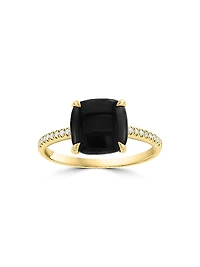 14K Yellow Gold, Onyx & 0.05 TCW Diamond Ring