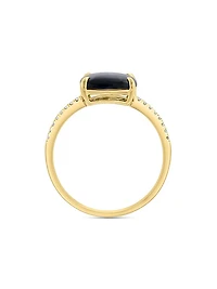 14K Yellow Gold, Onyx & 0.05 TCW Diamond Ring
