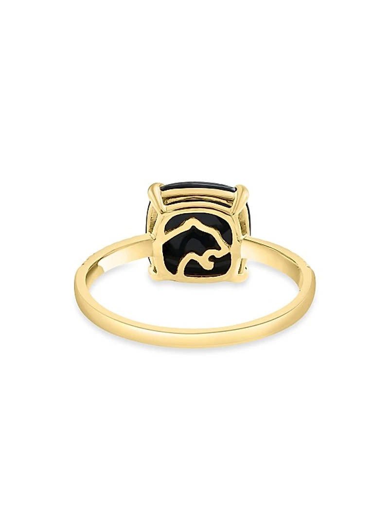 14K Yellow Gold, Onyx & 0.05 TCW Diamond Ring
