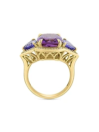 14K Yellow Gold, Amethyst, Tanzanite & 0.20 TCW Diamond Ring