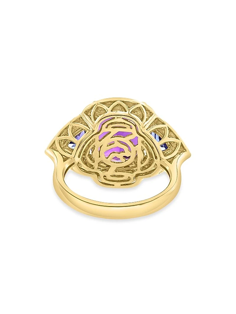 14K Yellow Gold, Amethyst, Tanzanite & 0.20 TCW Diamond Ring