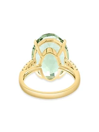 14K Yellow Gold, Green Amethyst & 0.20 TCW Diamond Ring