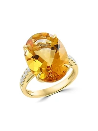 14K Yellow Gold, Citrine & 0.20 TCW Diamond Solitaire Ring