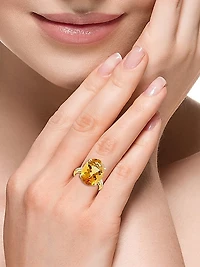 14K Yellow Gold, Citrine & 0.20 TCW Diamond Solitaire Ring