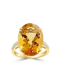 14K Yellow Gold, Citrine & 0.20 TCW Diamond Solitaire Ring