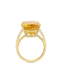 14K Yellow Gold, Citrine & 0.20 TCW Diamond Solitaire Ring