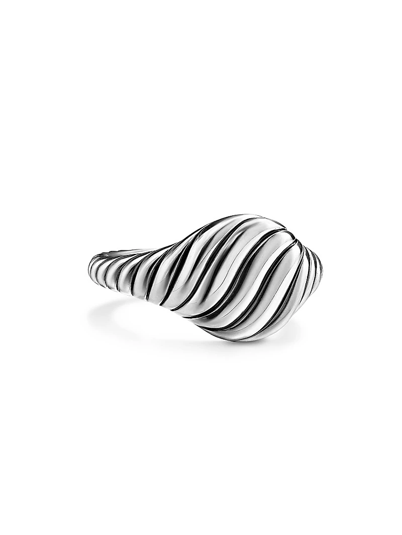 Sculpted Cable Pinky Ring Sterling Silver, 10MM