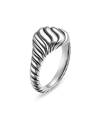 Sculpted Cable Pinky Ring Sterling Silver, 10MM