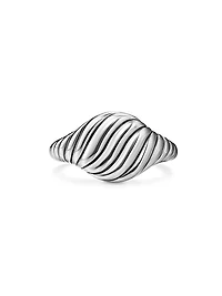 Sculpted Cable Pinky Ring Sterling Silver, 10MM