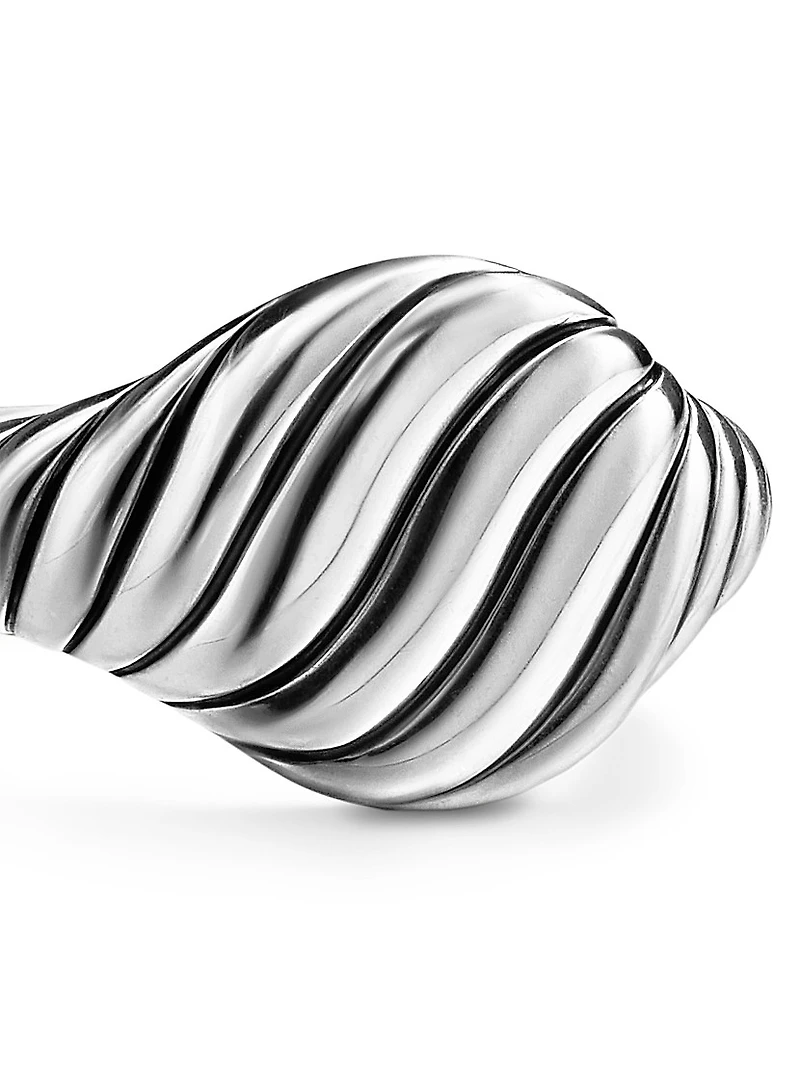 Sculpted Cable Pinky Ring Sterling Silver, 10MM