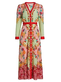 V.Tang Lea Floral Silk Shirtdress