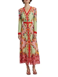 V.Tang Lea Floral Silk Shirtdress