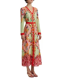 V.Tang Lea Floral Silk Shirtdress