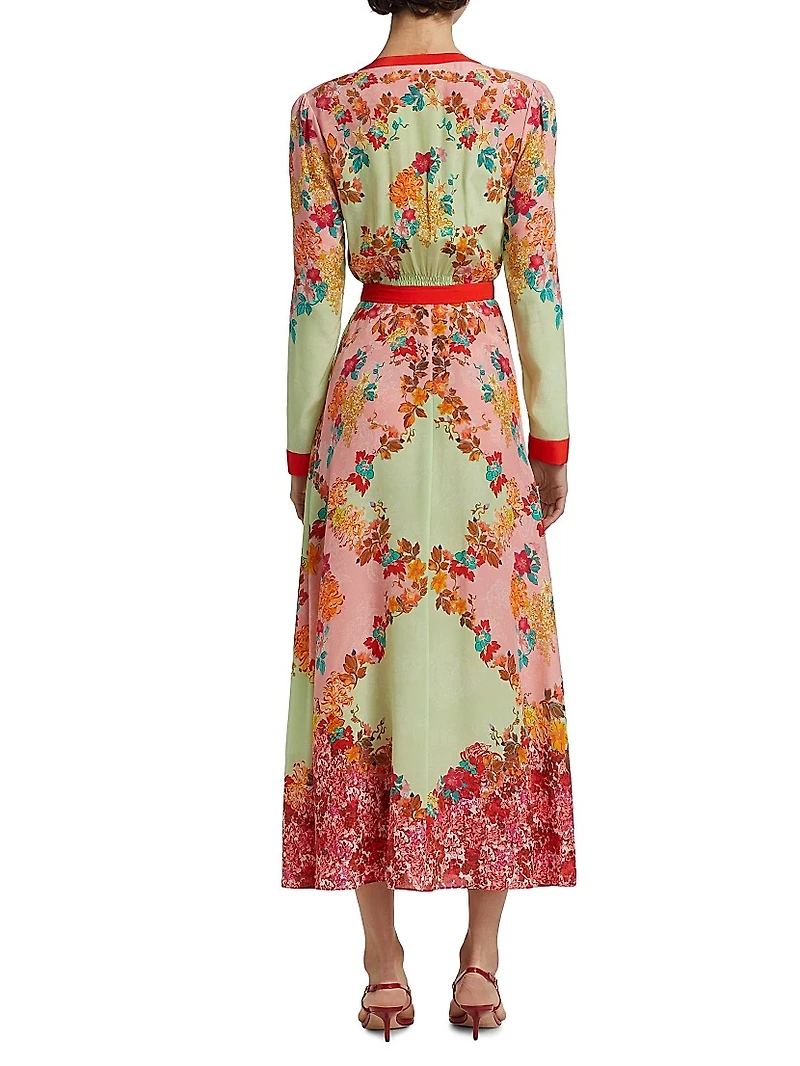 V.Tang Lea Floral Silk Shirtdress