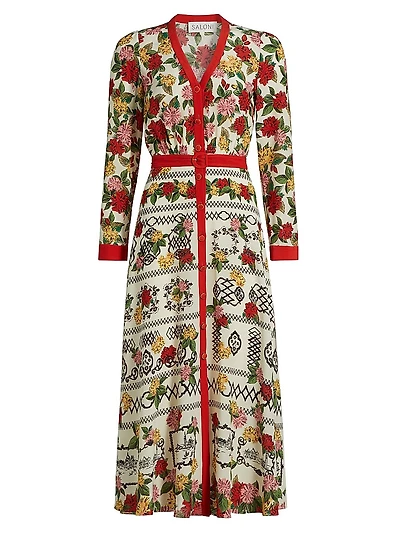 V.Tang Lea Floral Silk Shirtdress