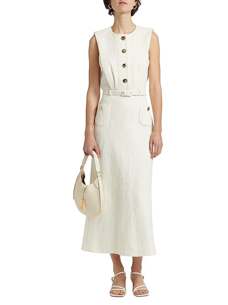 Amar Cotton-Blend Belted Midi-Dress