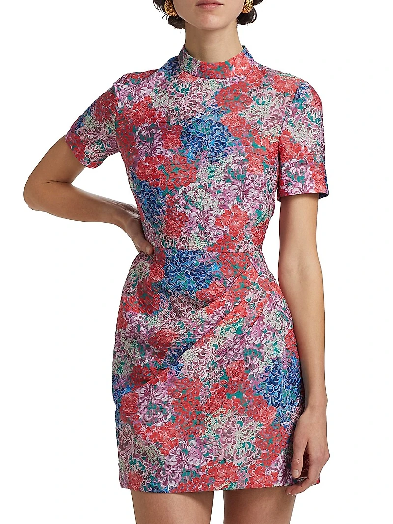 Draped Floral Minidress