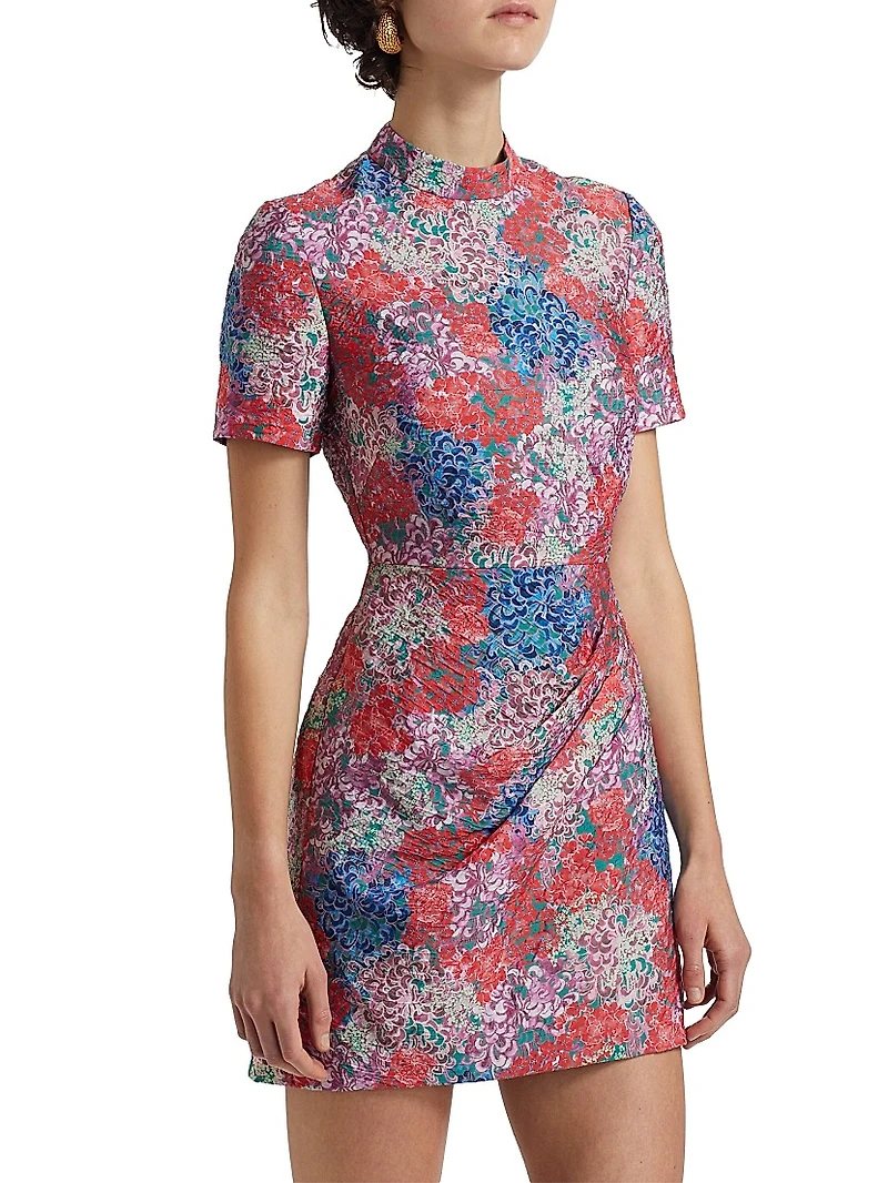 Draped Floral Minidress