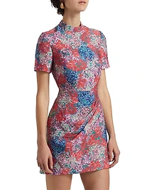 Draped Floral Minidress