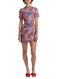 Draped Floral Minidress