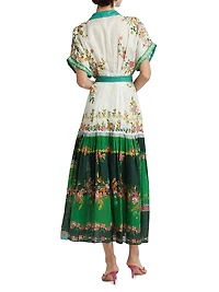Riya-B Floral Linen Midi-Shirtdress