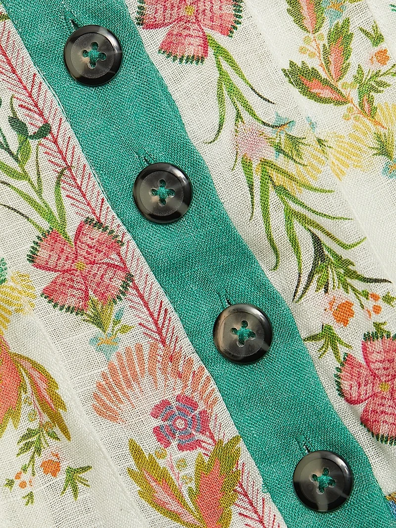 Riya-B Floral Linen Midi-Shirtdress