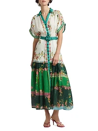 Riya-B Floral Linen Midi-Shirtdress