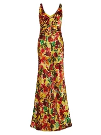 Wilhelmina Floral Silk Maxi Dress