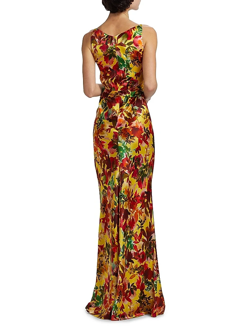 Wilhelmina Floral Silk Maxi Dress