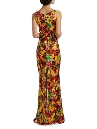 Wilhelmina Floral Silk Maxi Dress