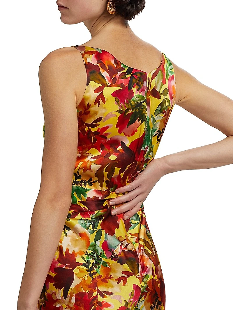 Wilhelmina Floral Silk Maxi Dress