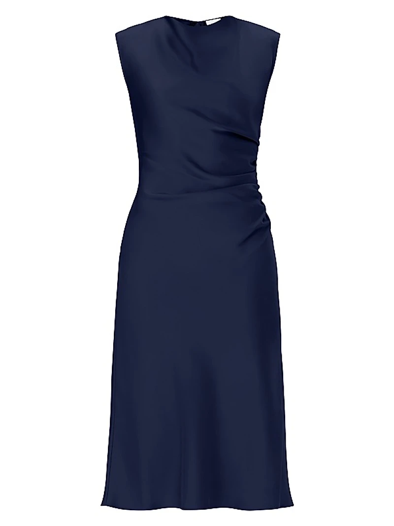 Satin Cowlneck Midi-Dress