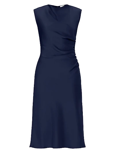 Satin Cowlneck Midi-Dress