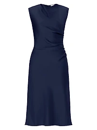 Satin Cowlneck Midi-Dress