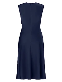 Satin Cowlneck Midi-Dress