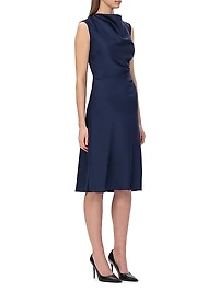 Satin Cowlneck Midi-Dress