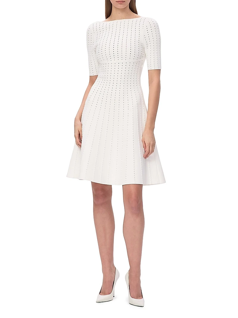 The Donna Pointelle-Knit Fit & Flare Minidress