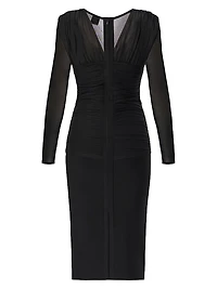 The Angela Ruched Plunge Midi-Dress