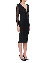 The Angela Ruched Plunge Midi-Dress