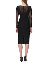 The Angela Ruched Plunge Midi-Dress