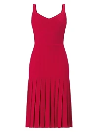 The Rosa Pleated Rib-Knit Fit & Flare Midi-Dress