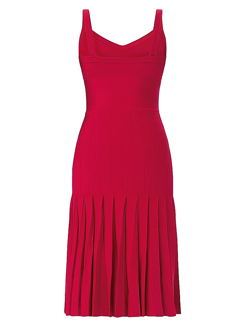 The Rosa Pleated Rib-Knit Fit & Flare Midi-Dress