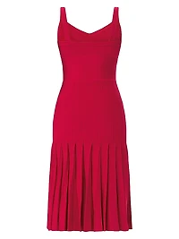 The Rosa Pleated Rib-Knit Fit & Flare Midi-Dress