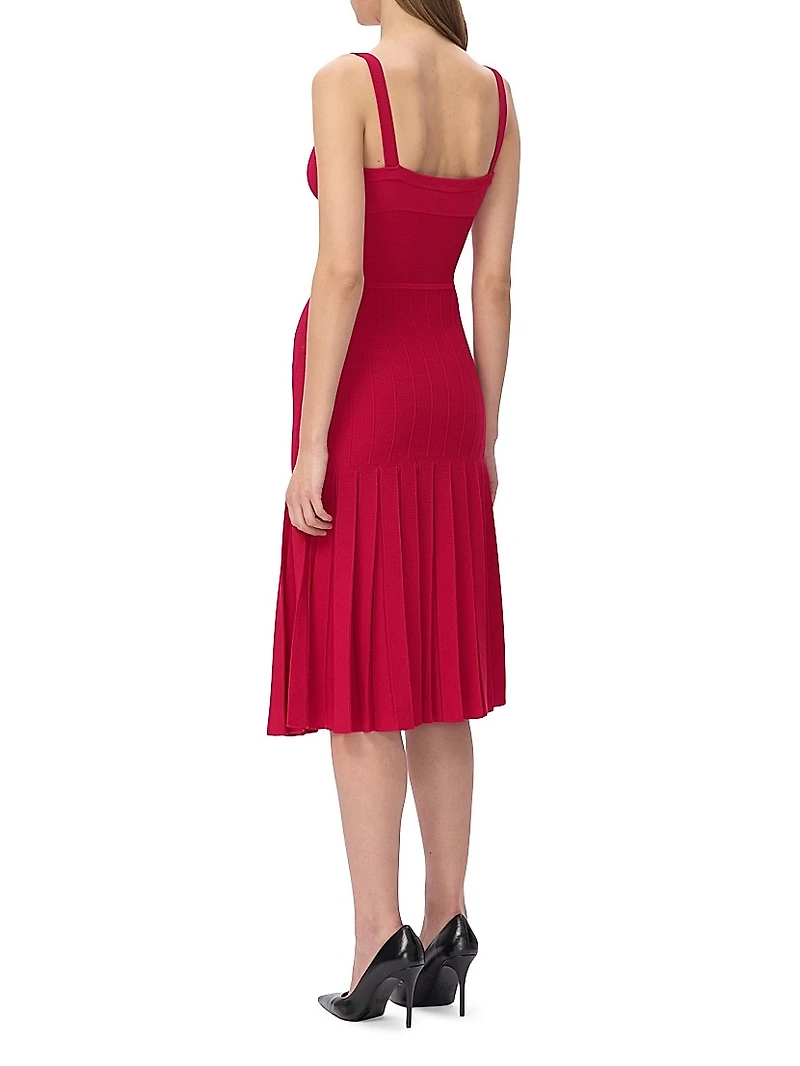 The Rosa Pleated Rib-Knit Fit & Flare Midi-Dress