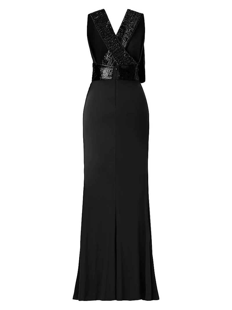 The Lucille Sequin-Embellished Jersey Plunge Gown