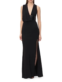 The Lucille Sequin-Embellished Jersey Plunge Gown