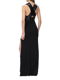 The Lucille Sequin-Embellished Jersey Plunge Gown
